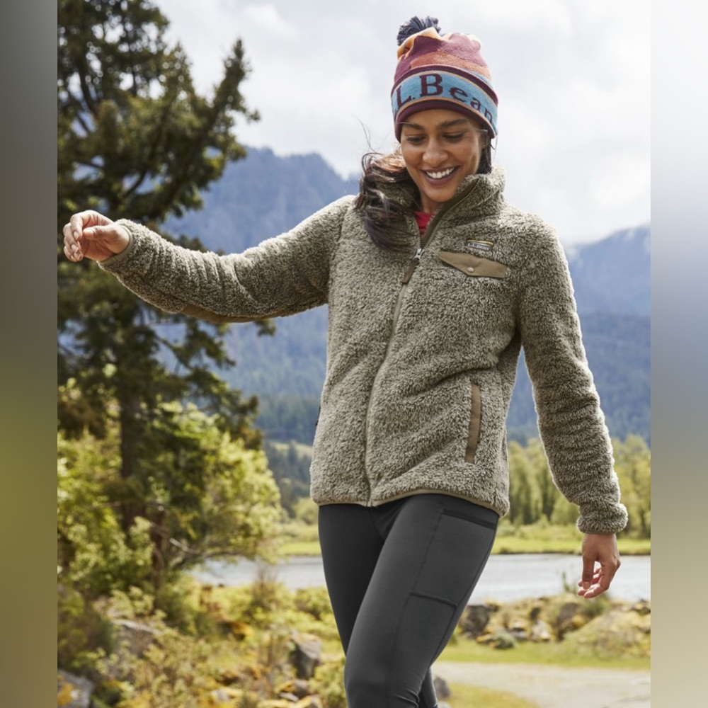 NWT L.L.Bean Hi-Pile Fleece Jacket in Frost Gray Heather/Alloy Gray M petite